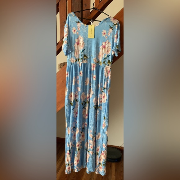 NWT Longyuan Women's Short Sleeve Maxi Dress Long Dresses with Pockets XXL - Picture 5 of 5